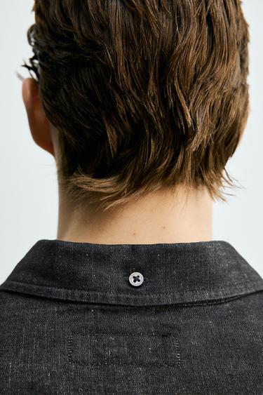 COTTON/LINEN DENIM SHIRT - Black by Zara - Image 6