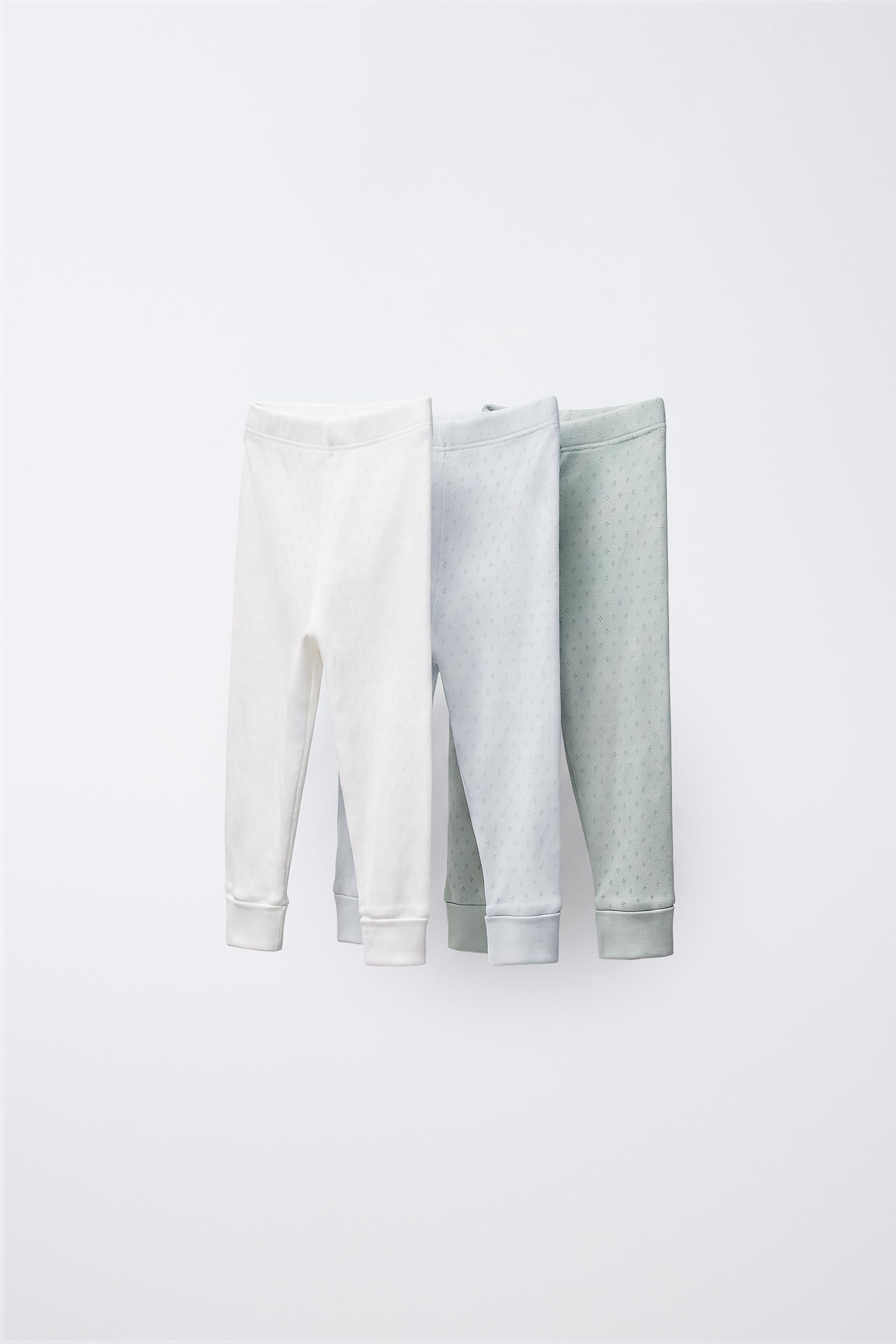 THREE-PACK POINTELLE LEGGINGS — Sea green