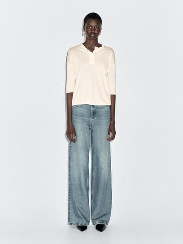 Zara Wool blend henley sweater - Ecru - Image 0
