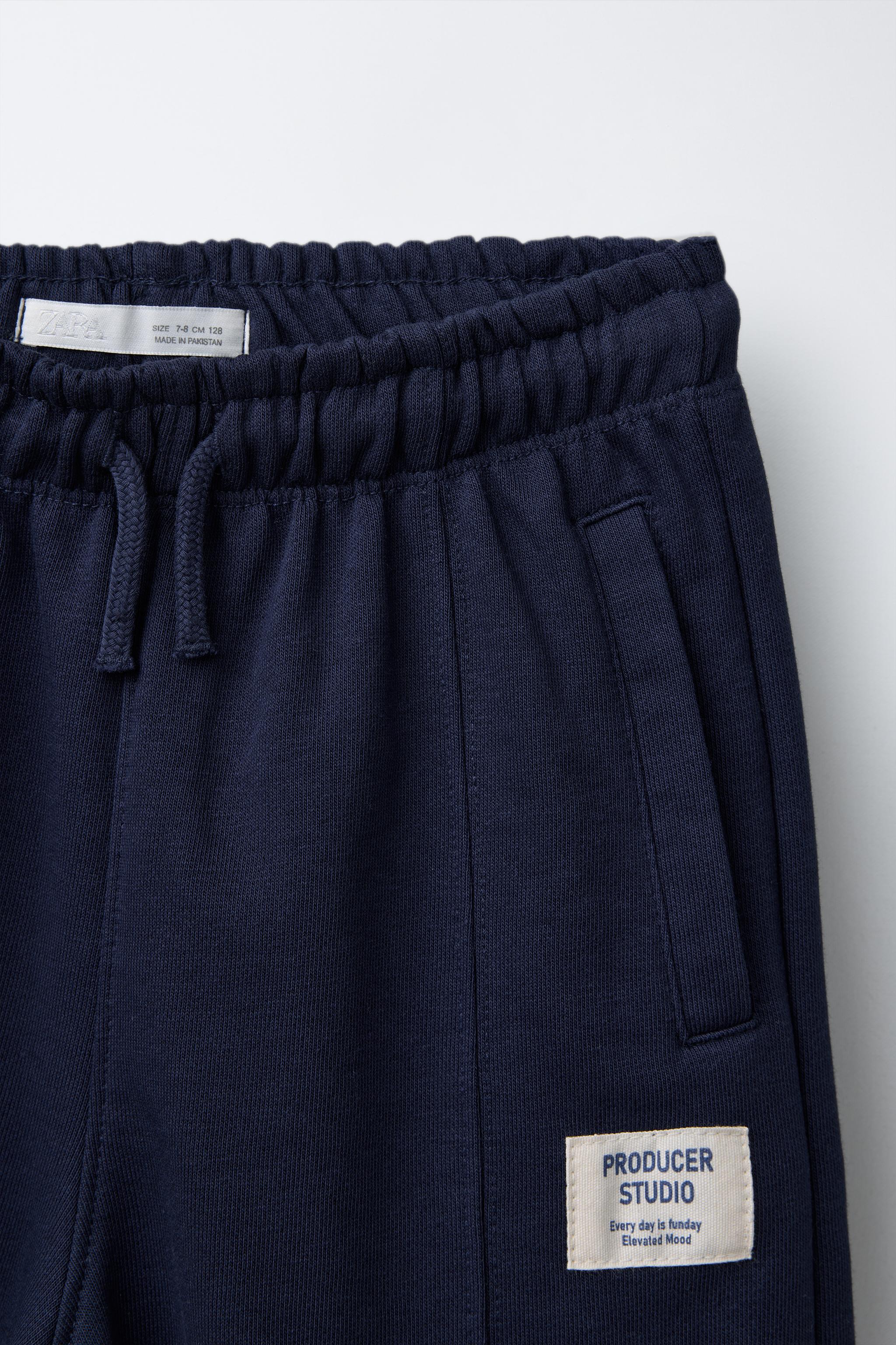 ZIP SWEATSHIRT AND LABEL BERMUDA SET - Navy blue | ZARA