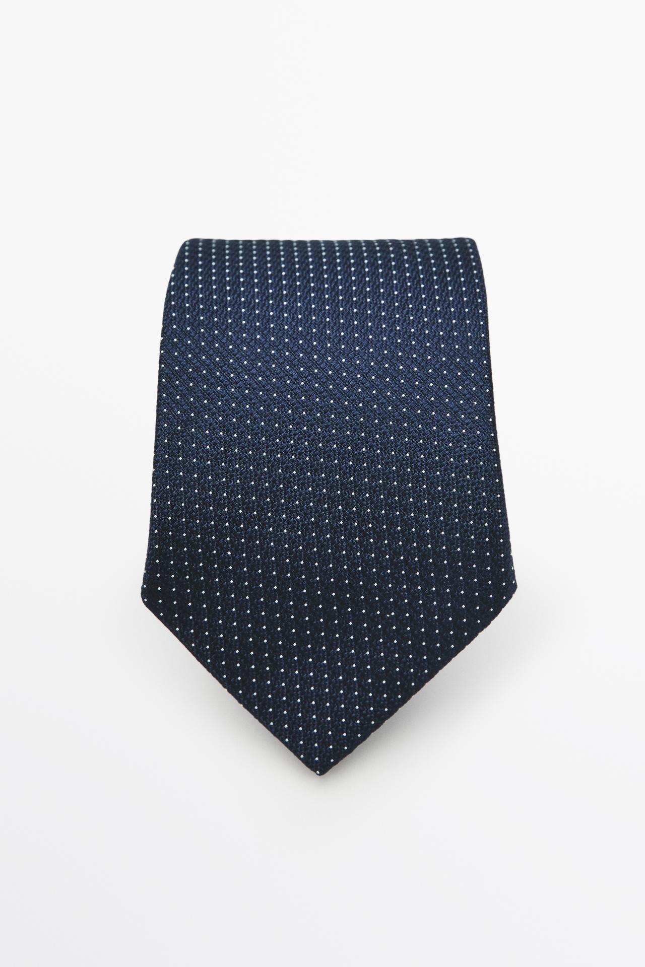 100% silk micro-polka dot tie — Navy blue