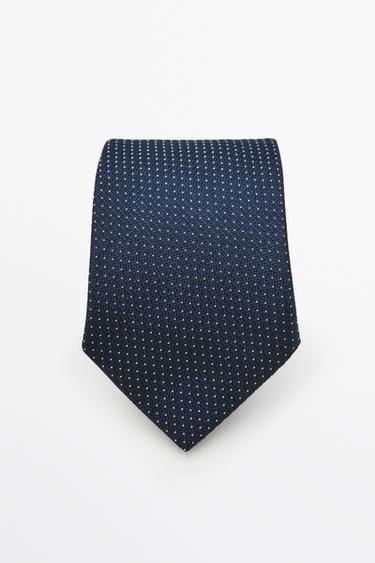 100% silk micro-polka dot tie — Navy blue 1