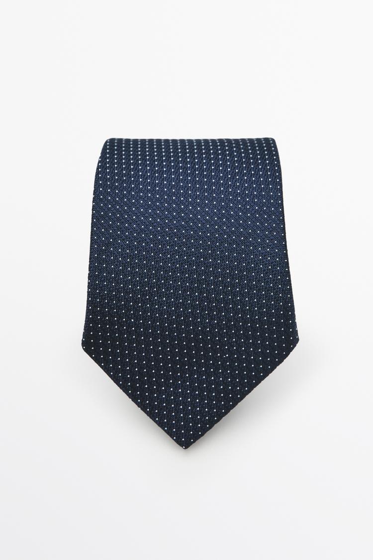 100% silk micro-polka dot tie — Navy blue
