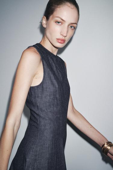 ZW COLLECTION DENIM MIDI DRESS - Dark indigo by Zara - Image 1
