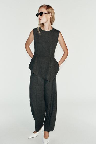 TOP PEPLUM SOFT - Gris oscuro de Zara - Imagen 0
