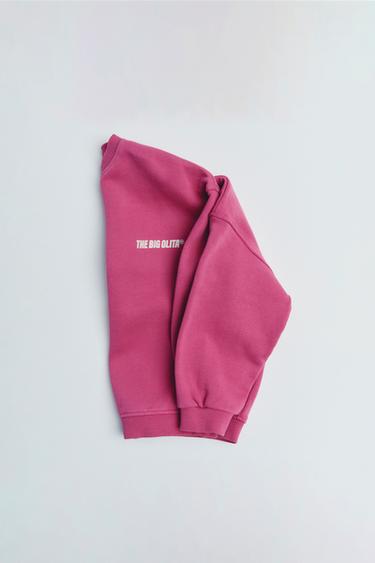 SUDADERA TEXTO ESTAMPADO - Fucsia de Zara
