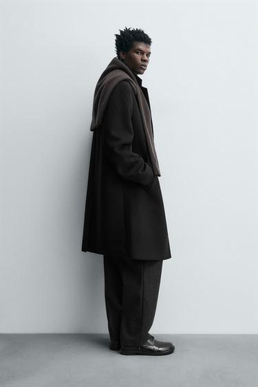 REGULAR FIT WOOL COAT - Black by Zara - Image 3
