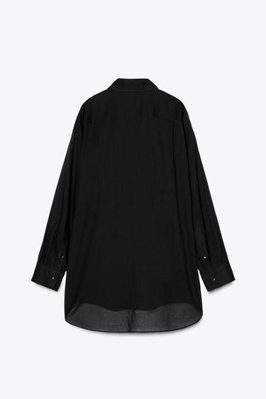 ZW COLLECTION OVERSIZE SHIRT - Black by Zara - Image 6