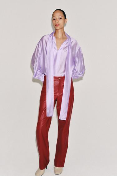 CHEMISE SATINÉE À LIENS ZW COLLECTION - Violet de Zara - Image 10