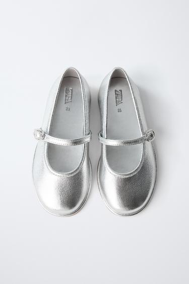 METALLIC BALLET FLATS - Silver by Zara - Image 3