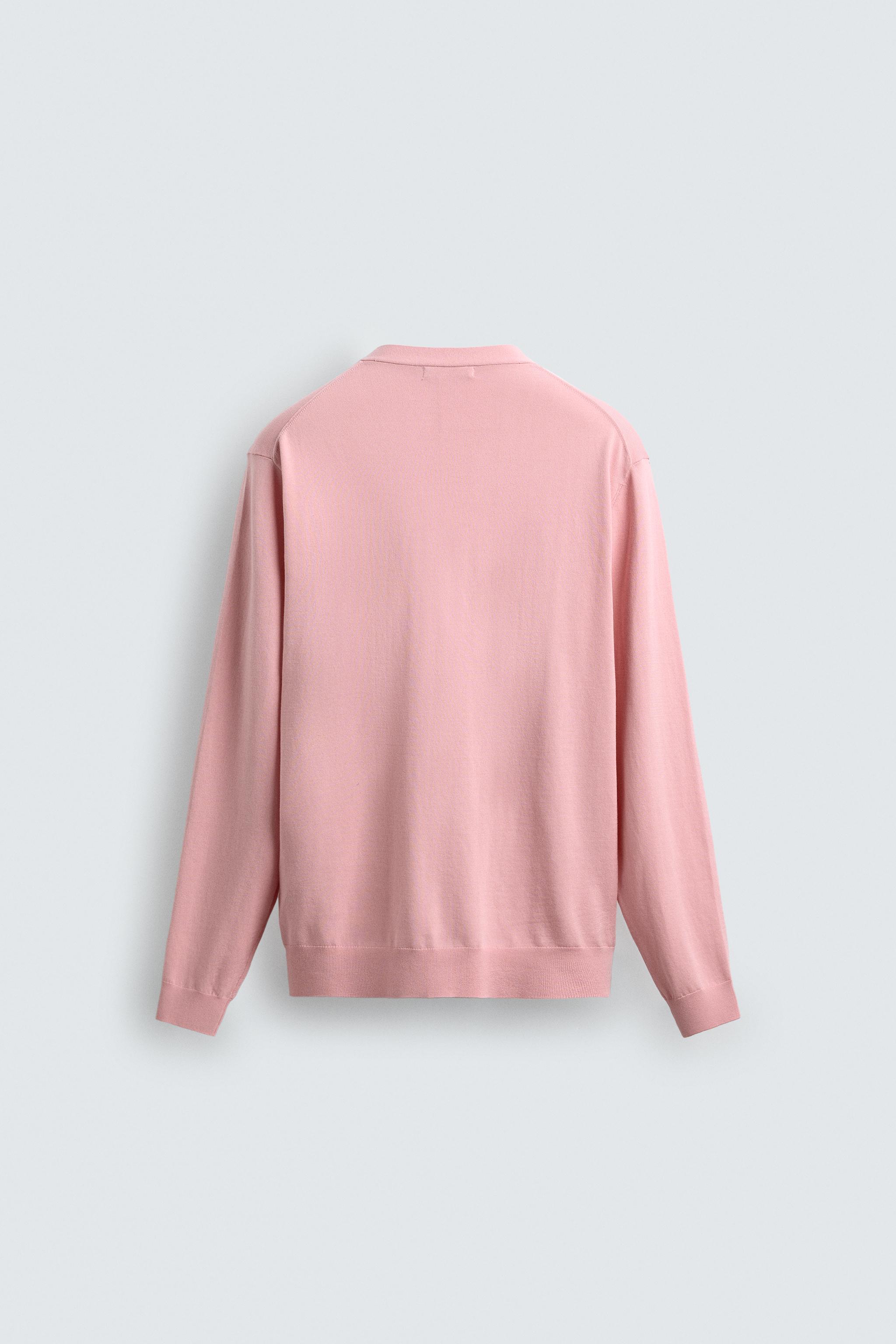COTTON BLEND CARDIGAN — Pink