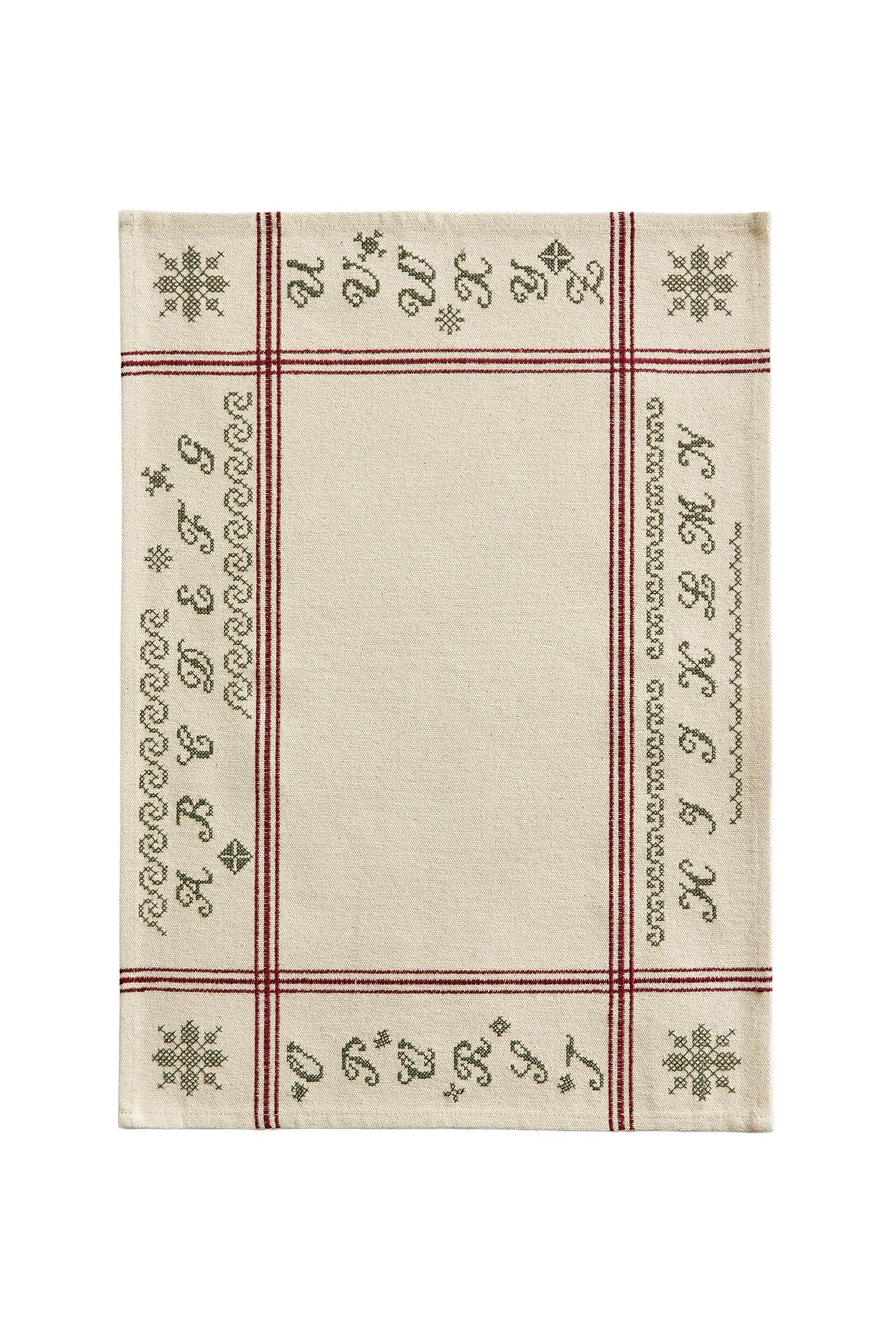 COTTON CHRISTMAS PLACEMAT WITH EMBROIDERED LETTERING