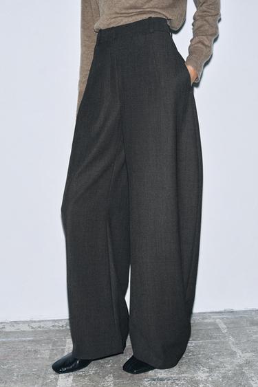 PANTALON BALLON AVEC LAINE ZW COLLECTION - Gris foncé de Zara - Image 1