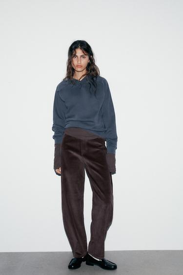 Zara BALLOON CORDUROY PANTS - Dark eggplant