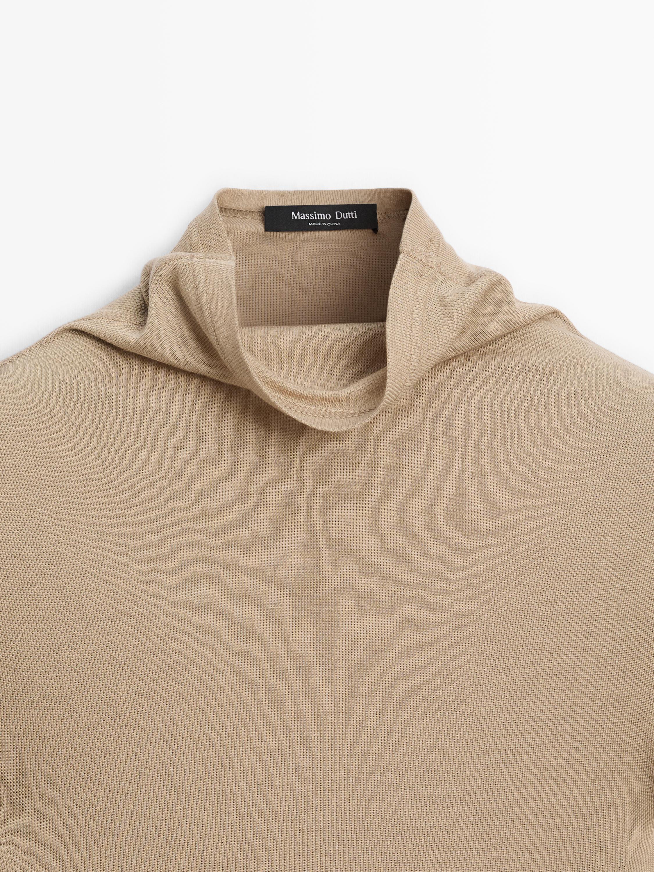 Long sleeve lyocell and wool blend T-shirt