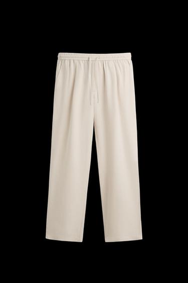 Zara RELAXED FIT LYOCELL PANTS - Beige - Image 0