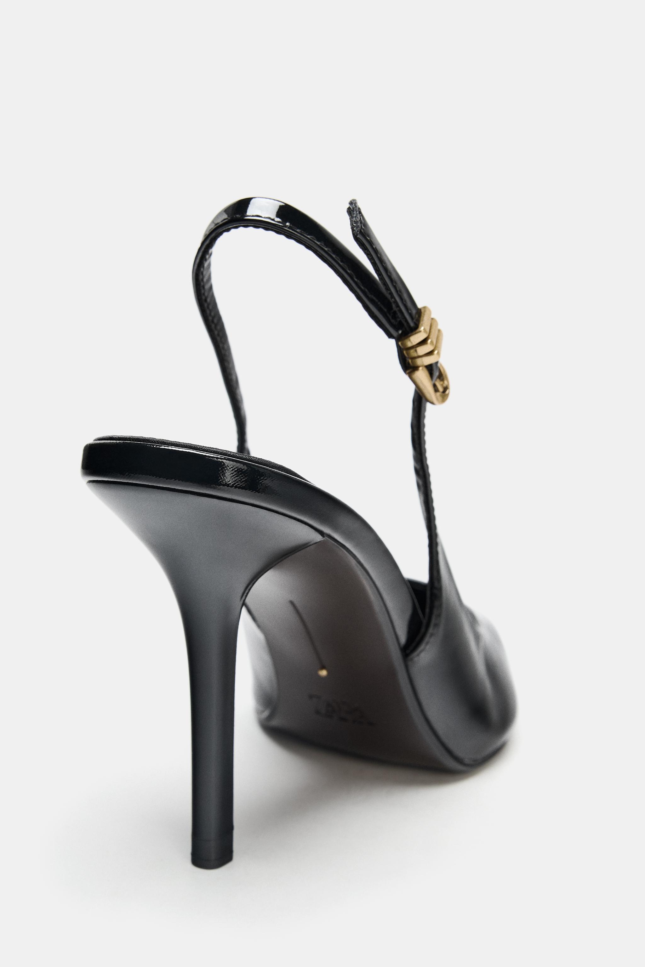 Женские туфли Zara METALLIC BUCKLE SLINGBACK HEELS — фото 4