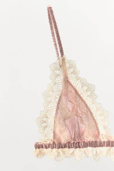 STRIPED LACE BRA - Pink / White by Zara - Image 6