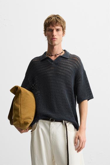 POLO PUNTO CALADOS - Gris antracita de Zara