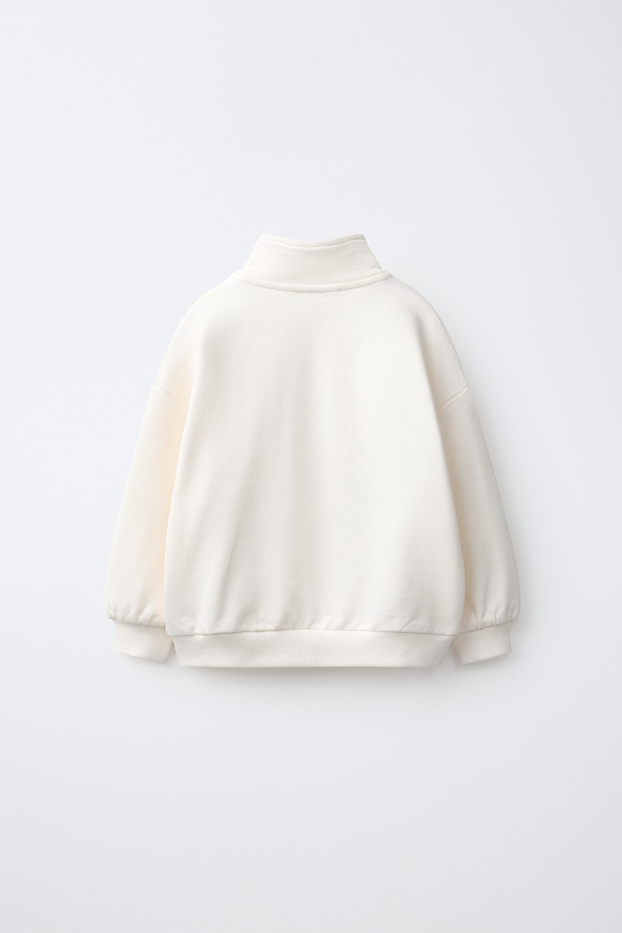 HIGH-NECK SWEATSHIRT — Ecru