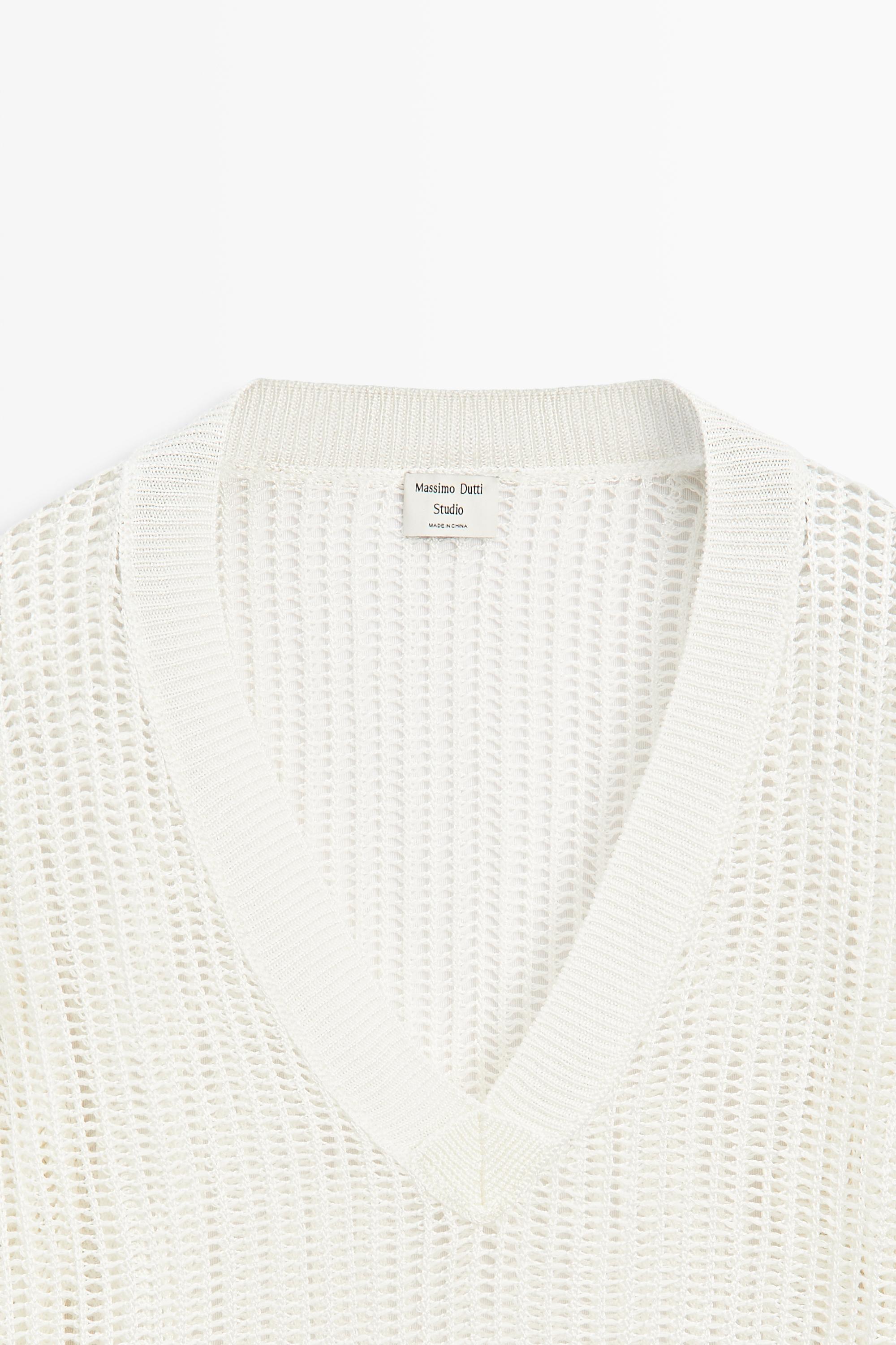 V-neck cutwork sweater - STUDIO