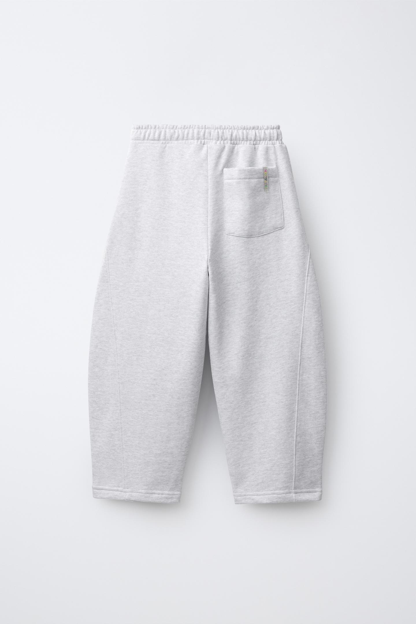 Детские брюки Zara Fruit OF the Loom™ Embroidered Barrel Sweatpants, цвет: Серый меланжевый — фото 2