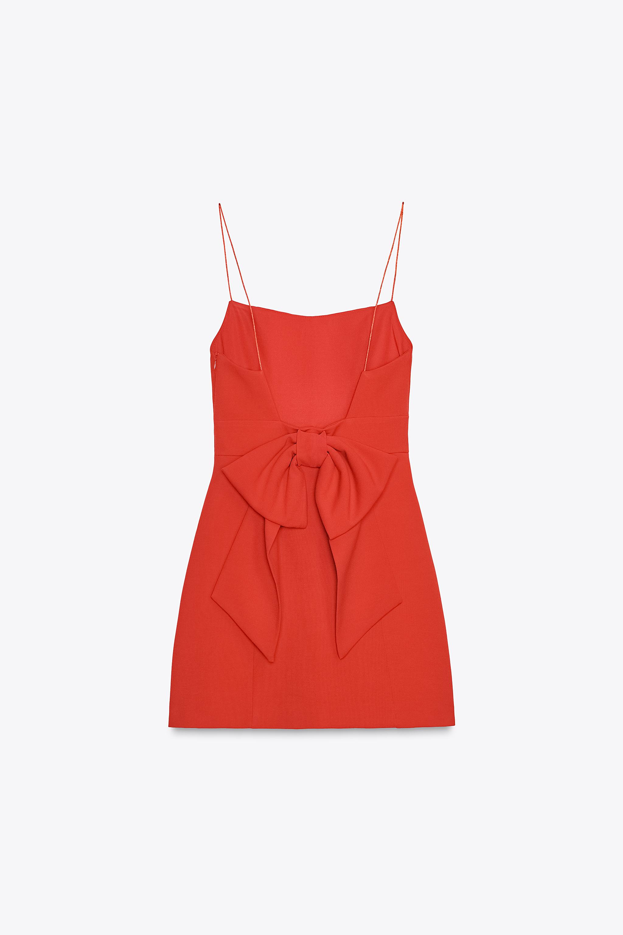 ZARA【NEW】SHORT STRETCH DRESS WITH BOW STRETCH SHORT BOW DRESS - White | ZARA United States