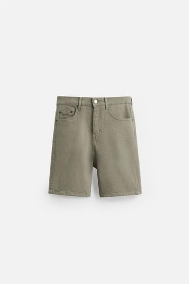Zara Haki - REGULAR FIT DENİM BERMUDA - 0 görseli
