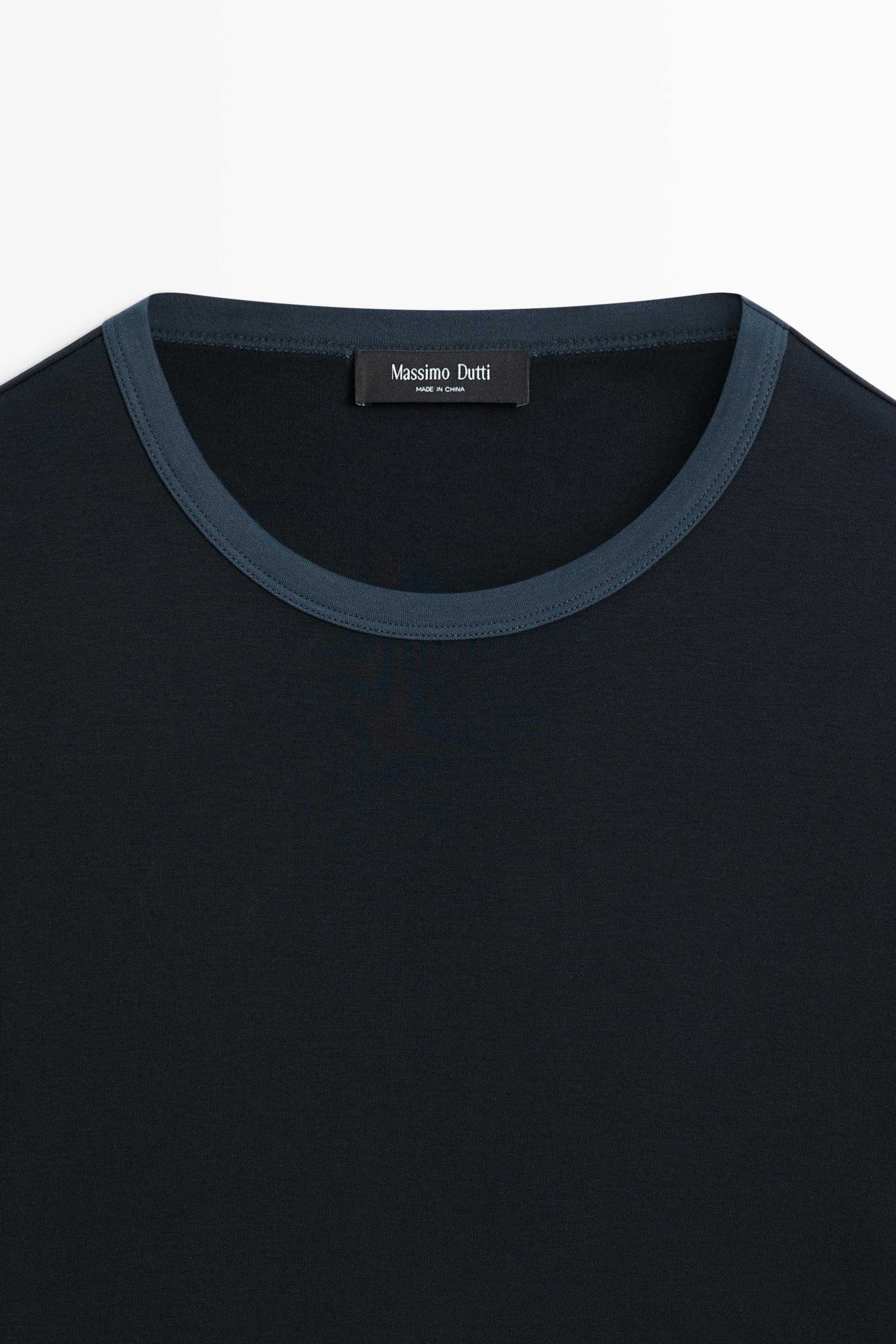 T-shirt 100 % coton col contrastant