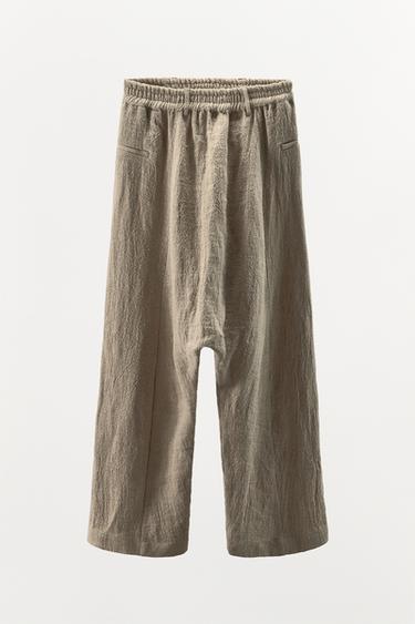 PANTALÓN TIRO BAJO LINO 100% LIMITED EDITION - Tostado de Zara