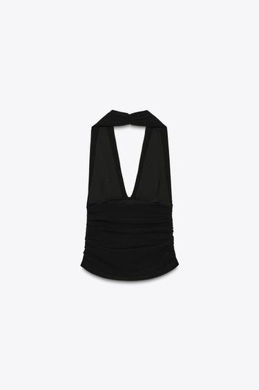HALTER GATHERED TOP - Black by Zara - Image 4