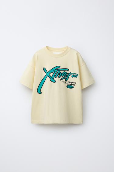T-SHIRT MOTIF GRAFITI - Kuning dari Zara