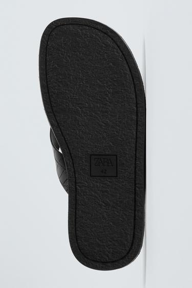 EMBOSSED STRAPPY SANDALS - Black by Zara - Image 6