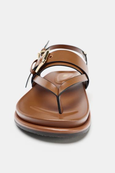 STRAPPY BUCKLE SANDALS - Brown by Zara - Image 3