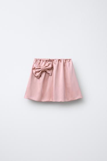 JUPE-SHORT SATINÉE AVEC DÉCOR NOEUD - Rose de Zara - Image 0