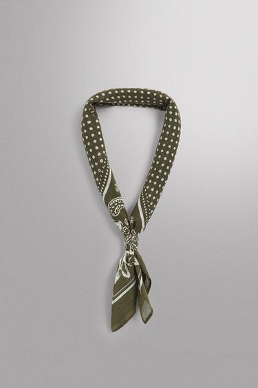 BANDANA À IMPRIMÉ GÉOMÉTRIQUE - Vert de Zara - Image 1