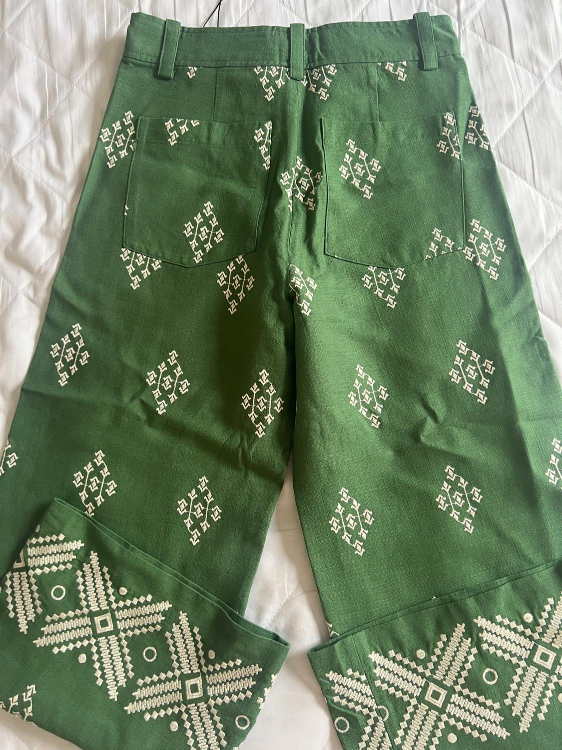 EMBROIDERED LINEN BLEND TROUSERS - Image 2