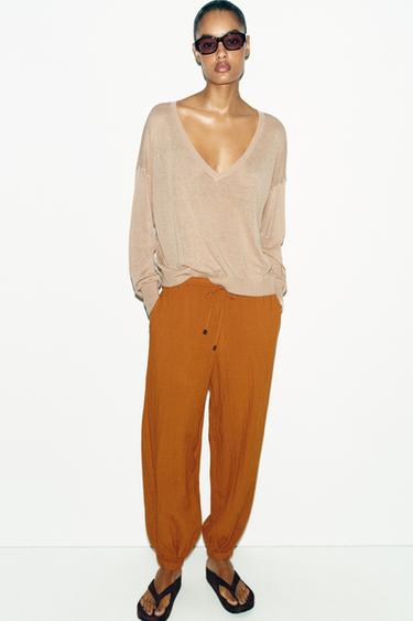 ШИРОКИЕ БРЮКИ НА РЕЗИНКЕ — ЖЕЛТЫЙ КАРРИ от Zara — изображение 0