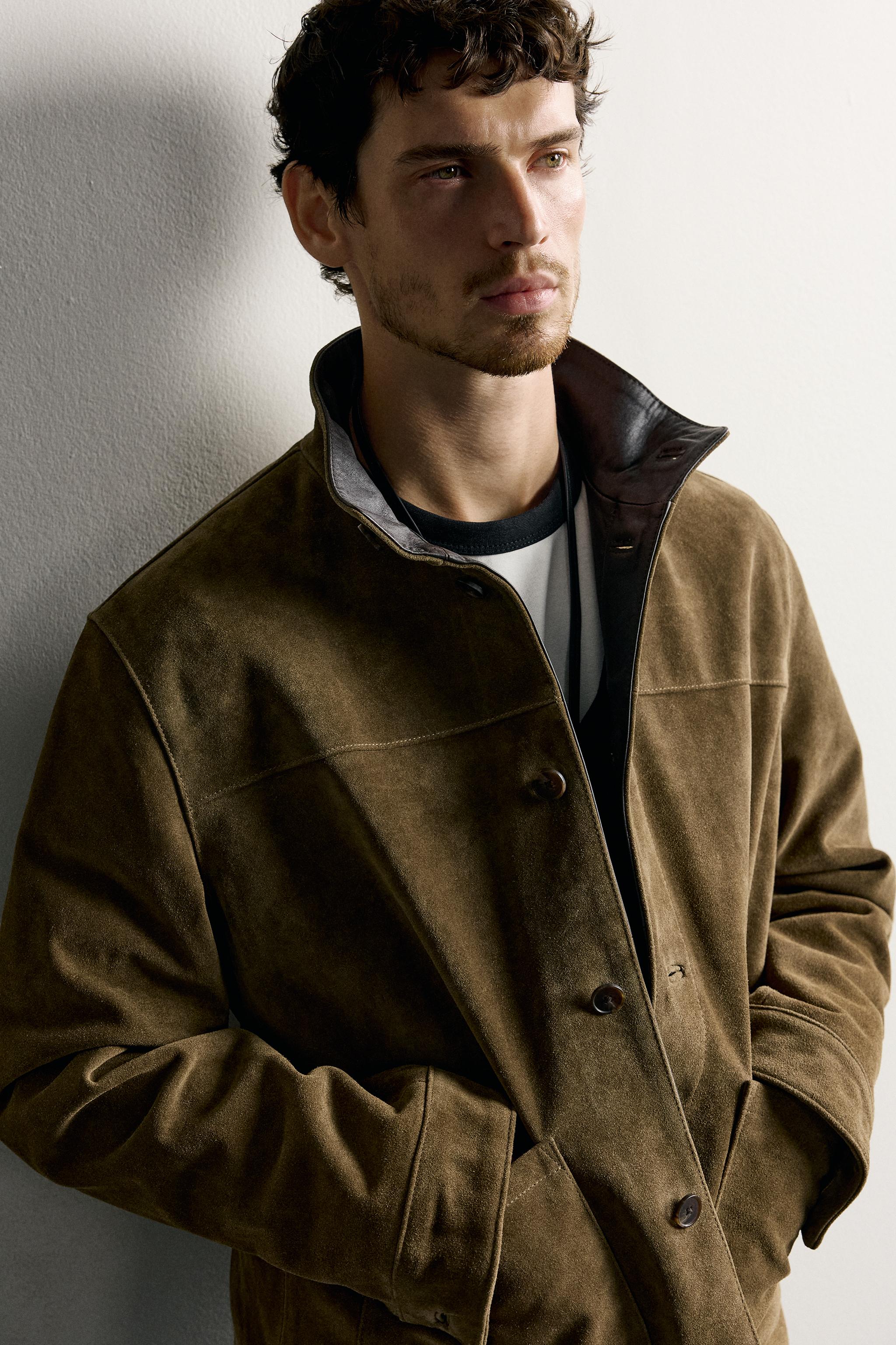 BLOUSON CUIR DAIM REGULAR FIT