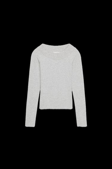 GERIPPTES T-SHIRT MIT BOOTSAUSSCHNITT - Grau meliert von Zara - Bild 0
