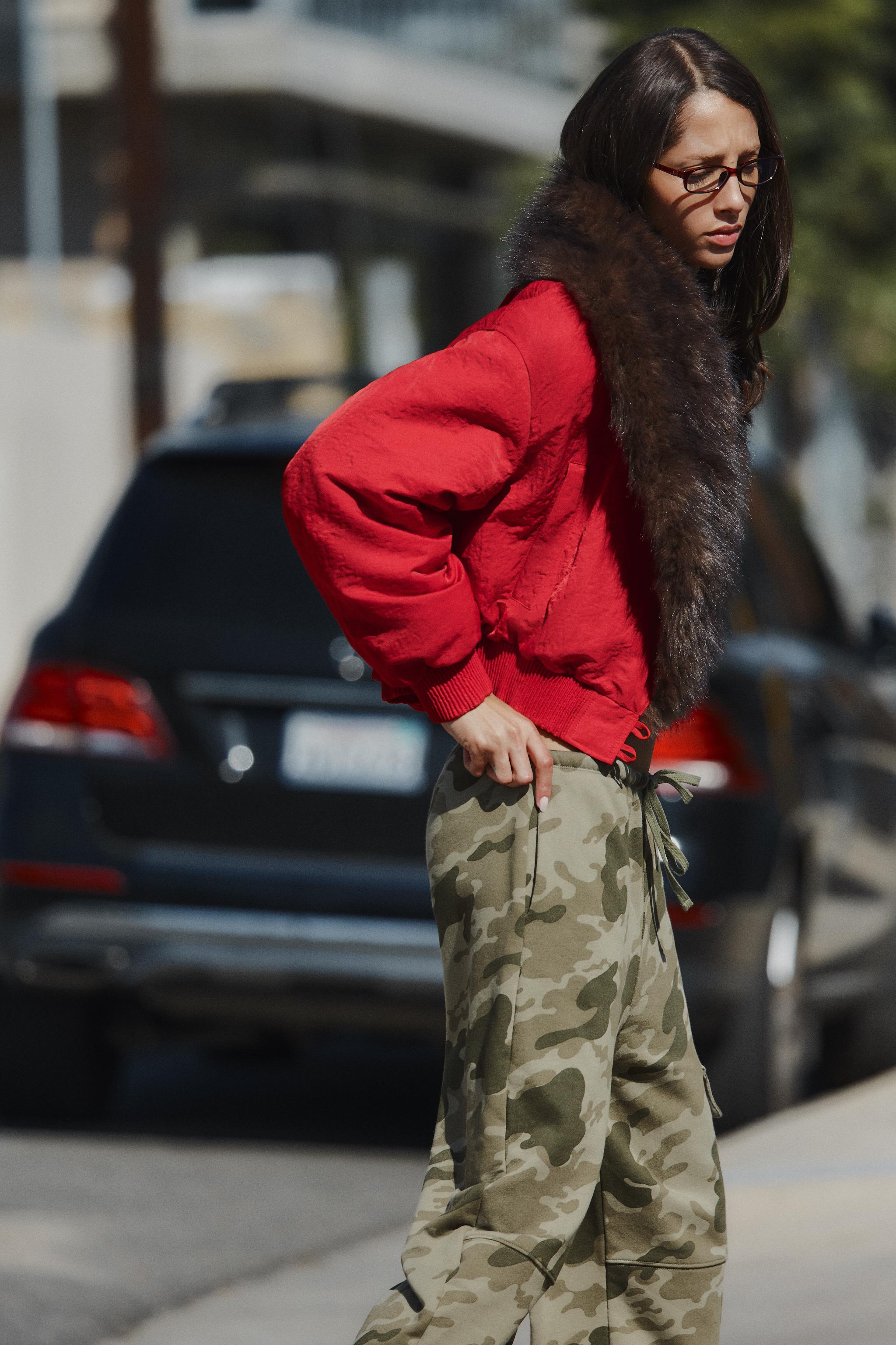 BOMBER JACKET WITH FAUX FUR EFFECT COLLAR