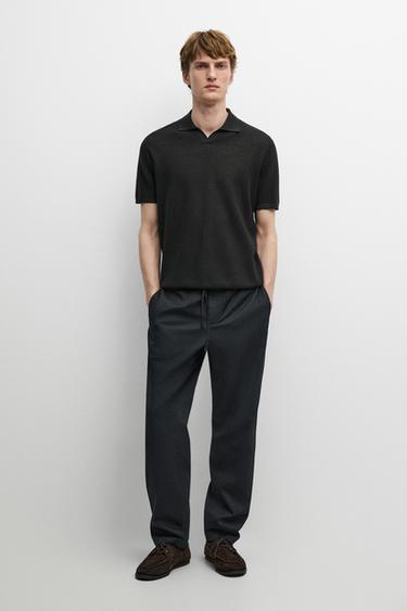 Zara Cotton blend jogger fit pants - Navy blue - Image 0