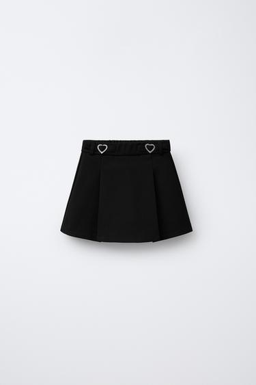 FALDA BERMUDA CORAZONES BRILLOS - Negro de Zara