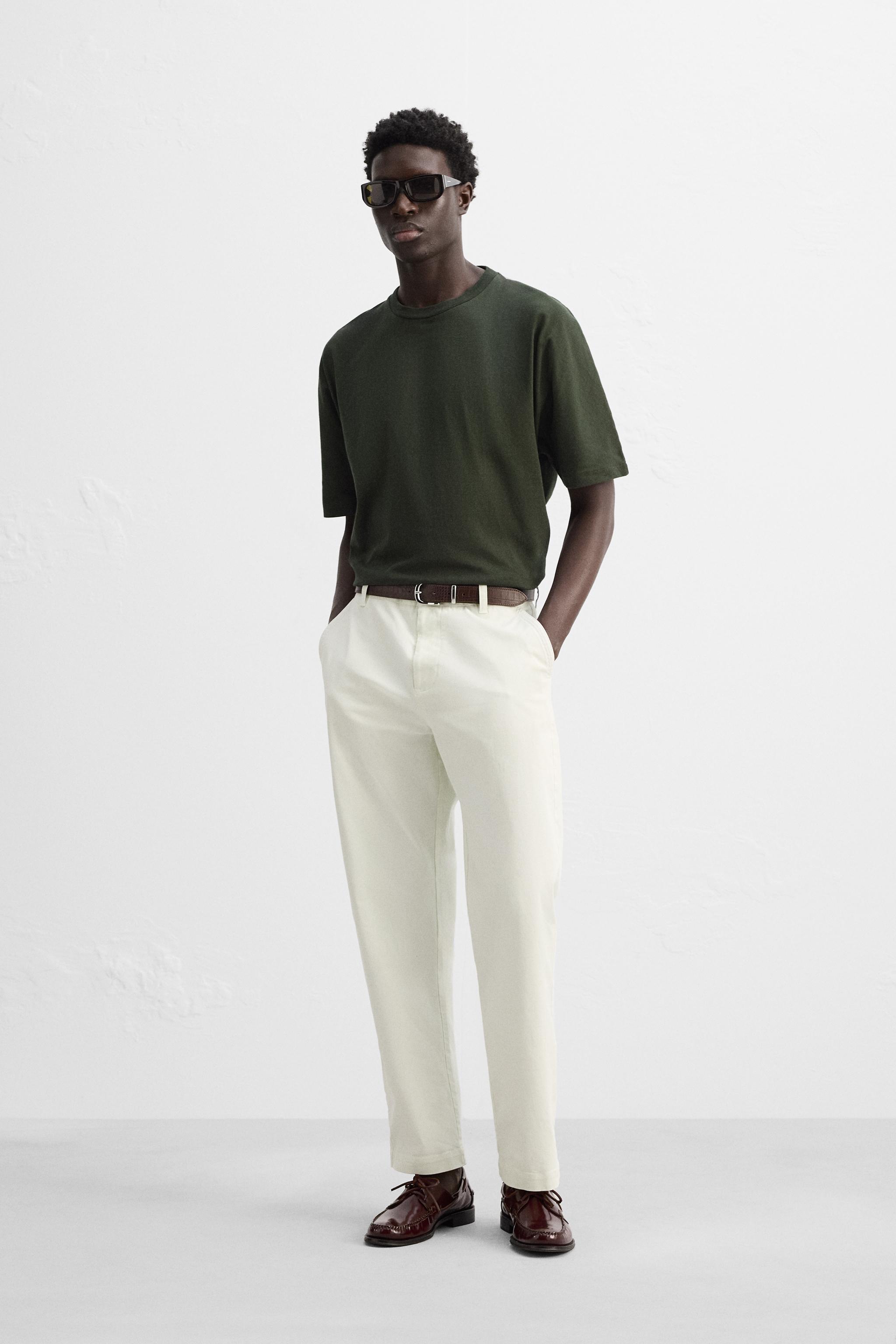 リラックスフィットTシャツ - ダークボトルグリーン | ZARA