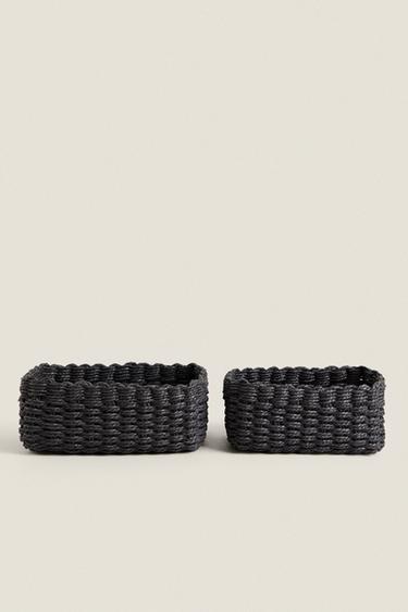 WOVEN PAPER BASKET - Black by Zara - Image 0