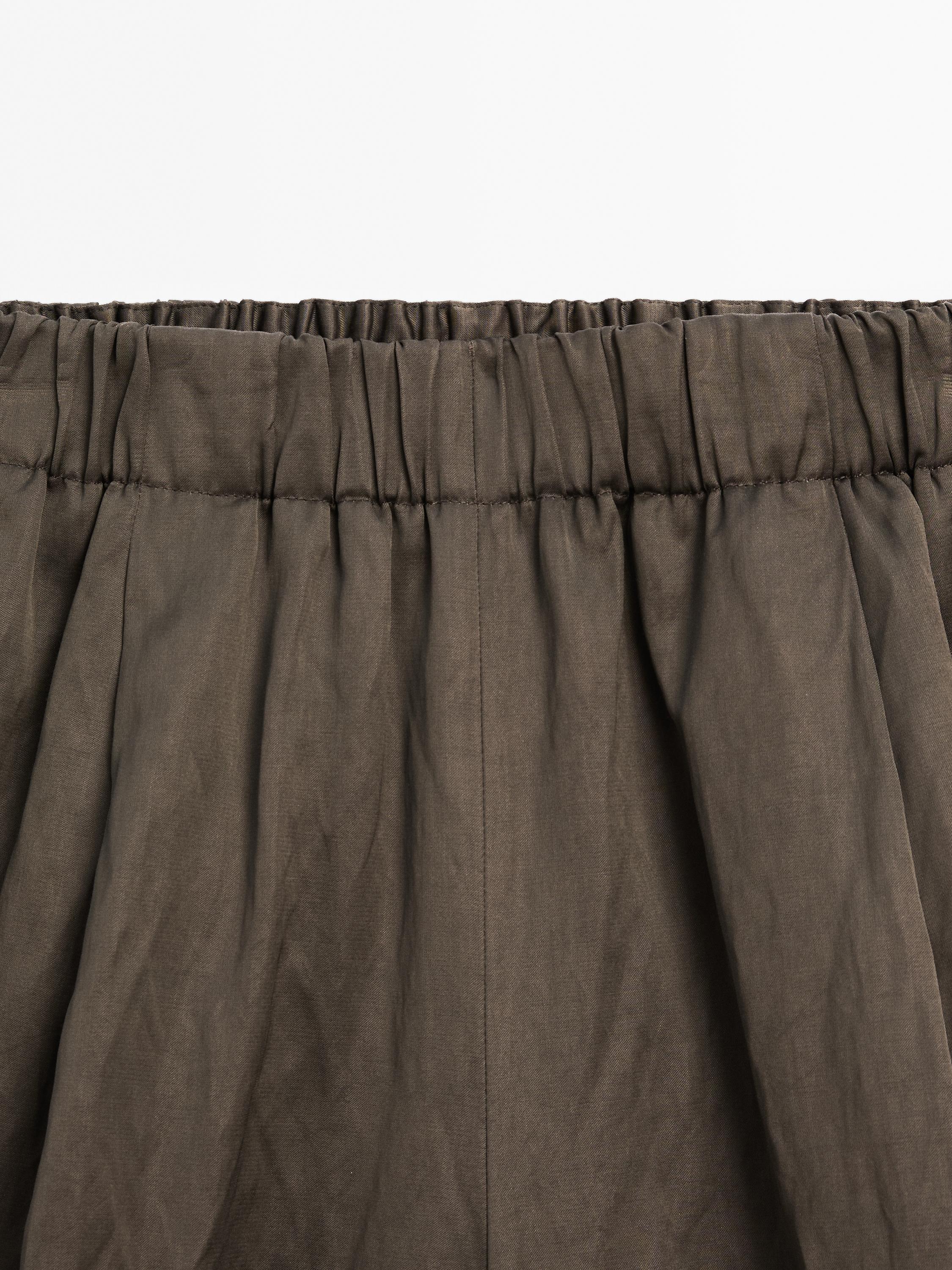 Pantalon large satiné effet froissé