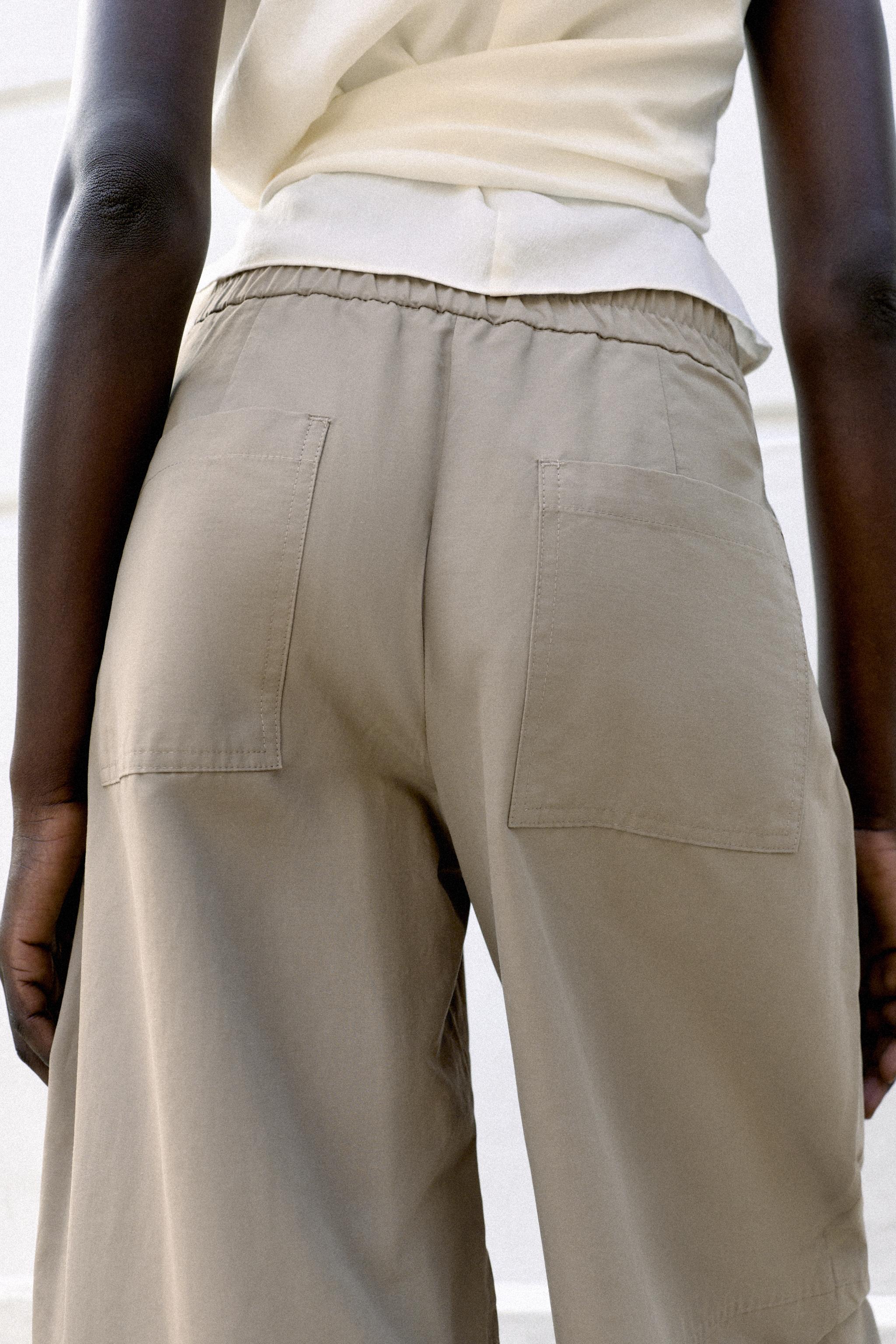 Женские брюки Zara POPLIN BARREL TROUSERS — фото 6