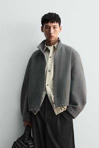 IRREGULAR JACQUARD JACKET - Grey marl by Zara
