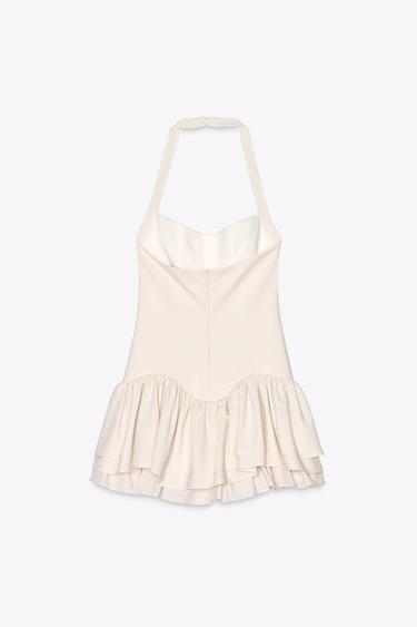 ROBE COMBINAISON HALTER VOLANTS RAYURES - Écru de Zara - Image 5