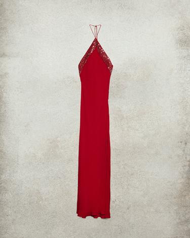 スタッズサテンワンピース Ludovic de Saint Sernin x ZARAレッドZaraのスタッズサテンワンピース Ludovic de Saint Sernin x ZARA - レッド 